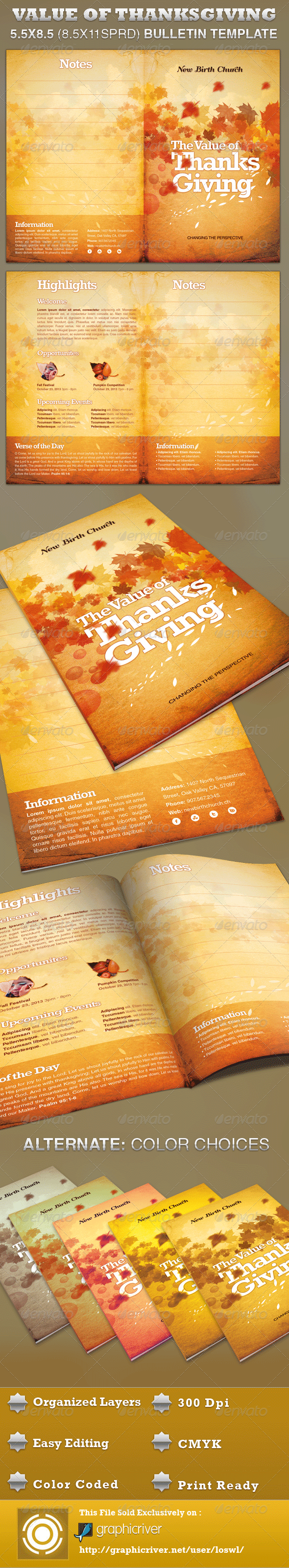 The Value of Thanksgiving Church Bulletin Template - Informational Brochures