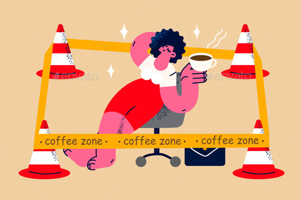 Happy Businesswoman Relax in Coffee Zone