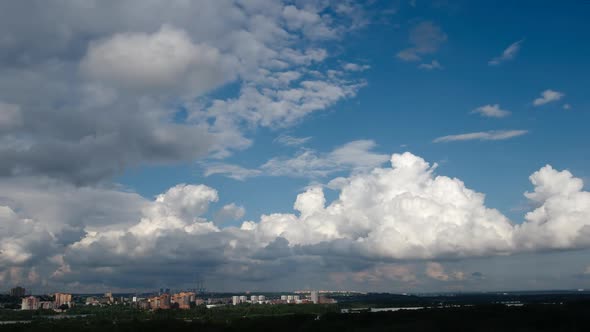Big cumulus clouds over Novosibirsk city, Russia