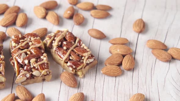 Almond and Oat Protein Bars on Table alt