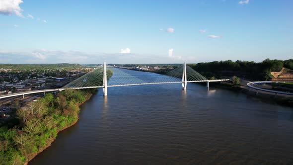 Aerial - Ironton-russell Bridge, Ohio River, Ironton, Ohio, Spinning 