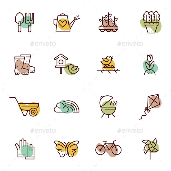 [DOWNLOAD]Spring Activities and Gardening Pastel Color Icons