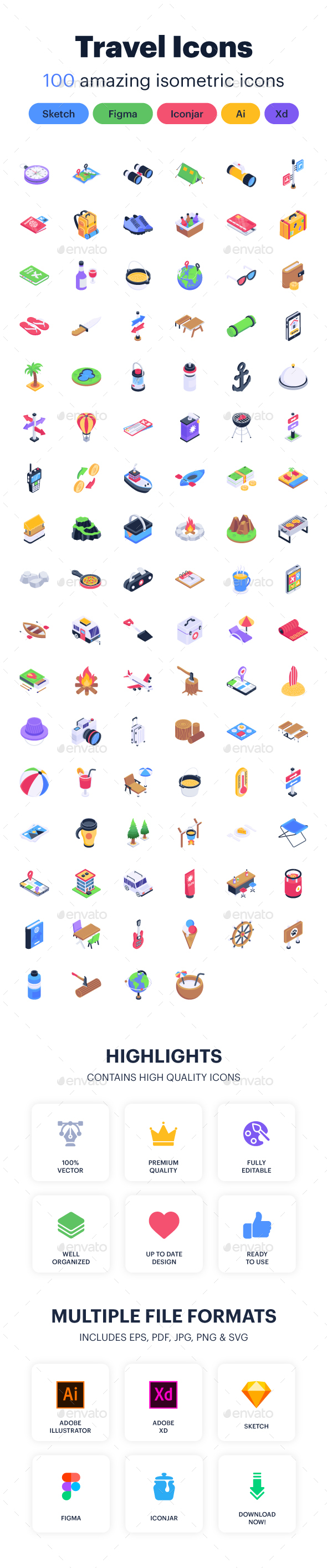 [DOWNLOAD]100 Isometric Travel Vector Icons