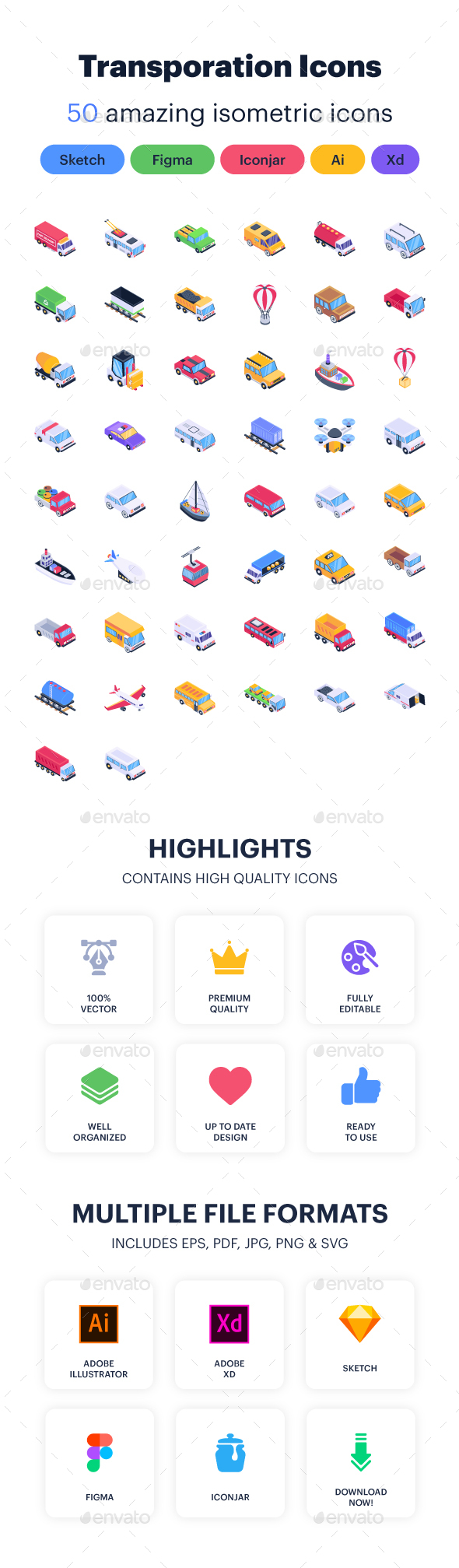 [DOWNLOAD]50 Isometric Transportation Icons