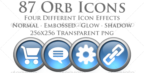 A collection of 87 Blue Orb Icons in Four Styles