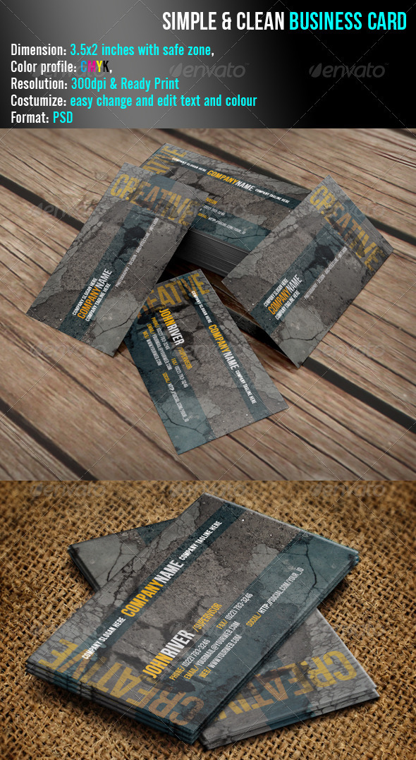 Easimple & Clean Business Card - Grunge Business Cards