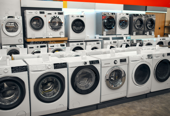 Household appliances and gadgets store Stock Photo by ORION_production