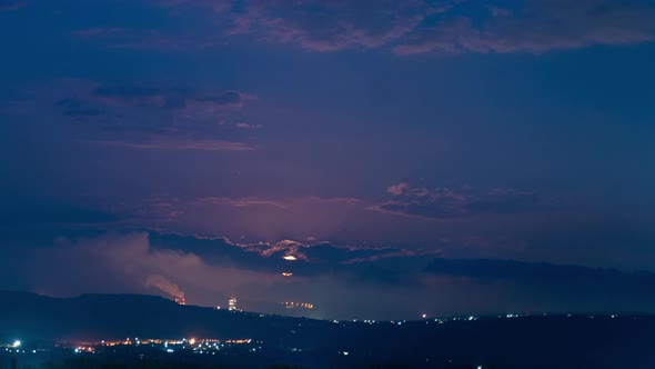 Beautiful Full Moon Sunrise in the Clouds