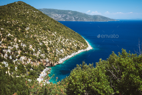 Small bay near Antisamos beach, Sami, Kefalonia island, Greece - Stock Photo - Images