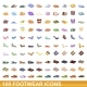 100 Footwear Icons Set Cartoon Style
