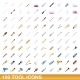 100 Tool Icons Set Cartoon Style