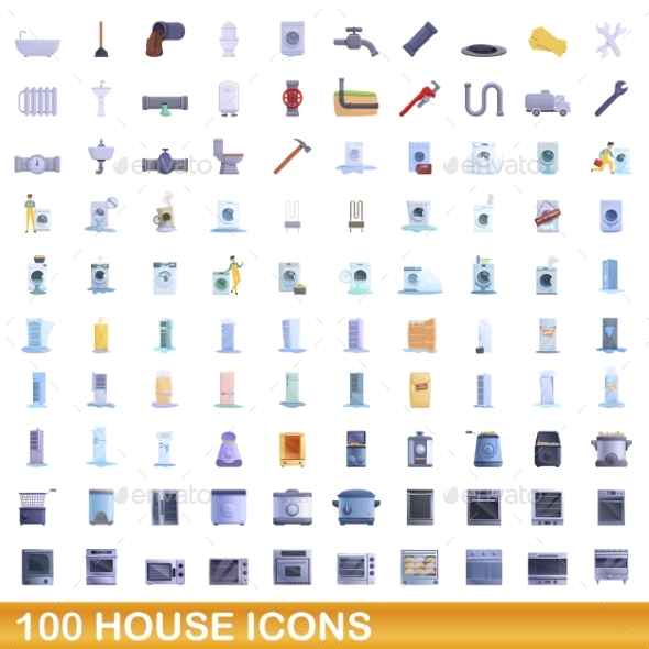 [DOWNLOAD]100 House Icons Set Cartoon Style