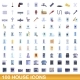 100 House Icons Set Cartoon Style