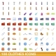 100 Clothes Icons Set Cartoon Style