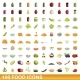 100 Food Icons Set Cartoon Style