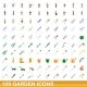 100 Garden Icons Set Cartoon Style