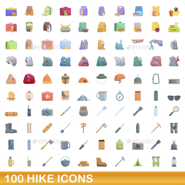 [DOWNLOAD]100 Hike Icons Set Cartoon Style