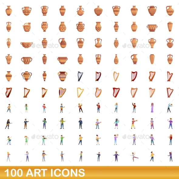 [DOWNLOAD]100 Art Icons Set Cartoon Style