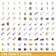 100 Craft Icons Set Cartoon Style