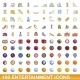 100 Entertainment Icons Set Cartoon Style