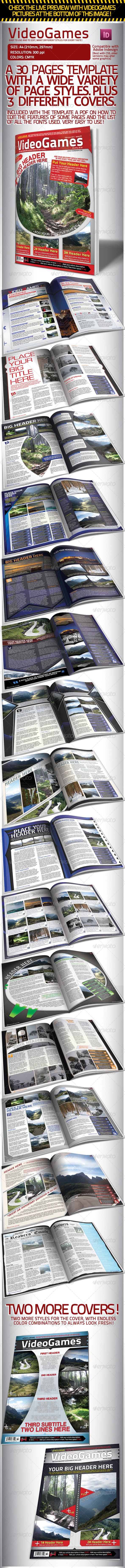 Videogames Magazine Template, with 3 Covers - Magazines Print Templates