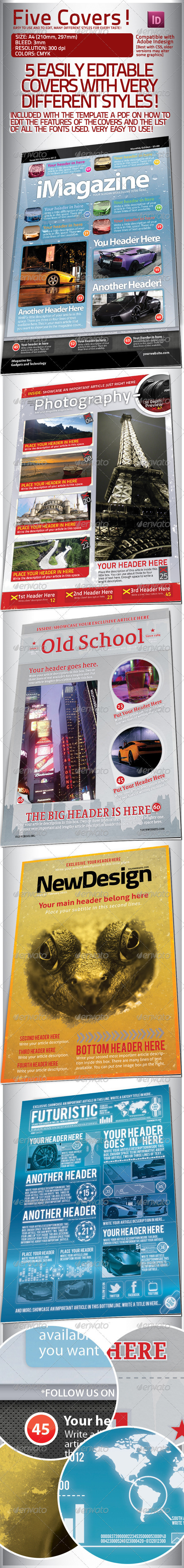 Five Modern Covers with Different Styles - Magazines Print Templates