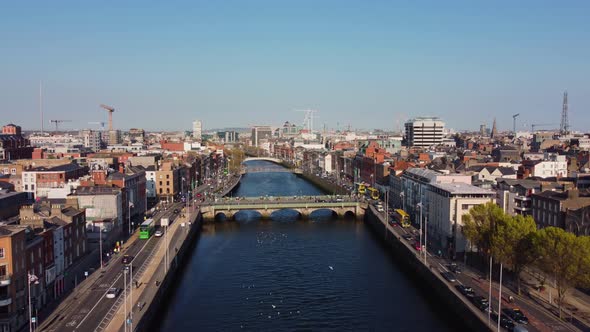 Aerial View Over the City of Dublin and River Liffey alt
