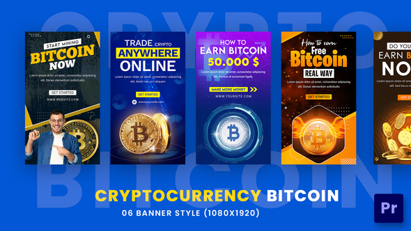 Cryptocurrency Bitcoin Stories Pack For Premiere Pro