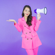 Portrait beautiful young asian woman smile with megaphone - PhotoDune Item for Sale