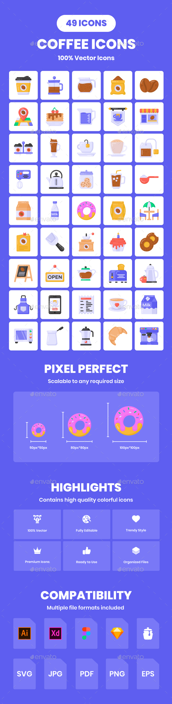 [DOWNLOAD]Coffee Icons - 49 Flat Vector Icons