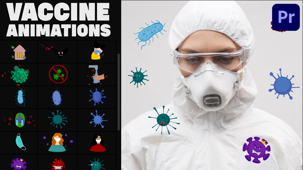 Corona Virus And Vaccine Cartoon Icons for Premiere Pro