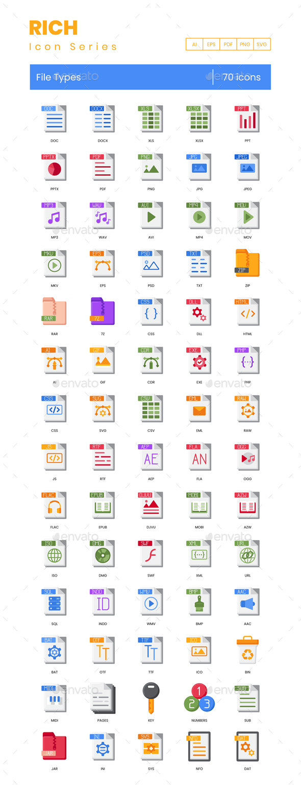 [DOWNLOAD]70 File Types Icons | Rich Series