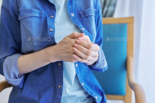 Close-up of woman's hand. Stress, nervousness, tension, anxiety, anxiety, people - Stock Photo - Images