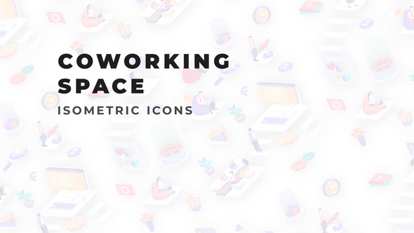 Coworking space - Isometric Icons