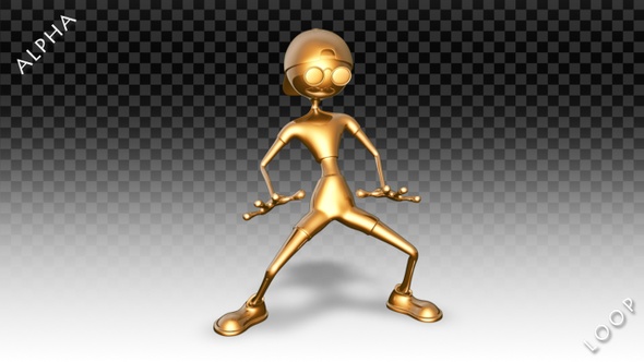 3D Gold Man - Cartoon Rap Dance alt