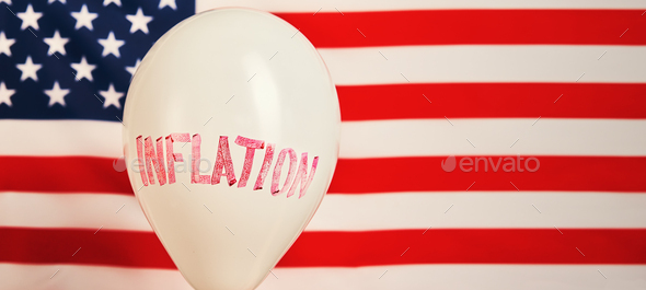World inflation concept. Balloon with word inflation against usa flag - Stock Photo - Images