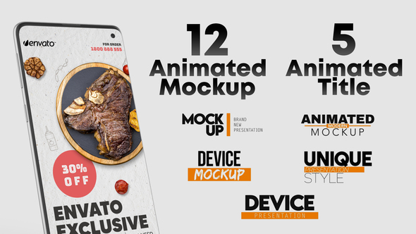 Animated Android Phone Mockup and Title Set Product Promo template preview