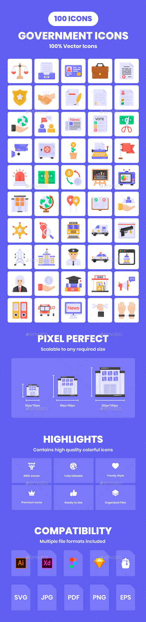 Flat Detailed Government Icons