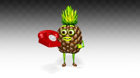 Pineapple Character Shows Phone alt