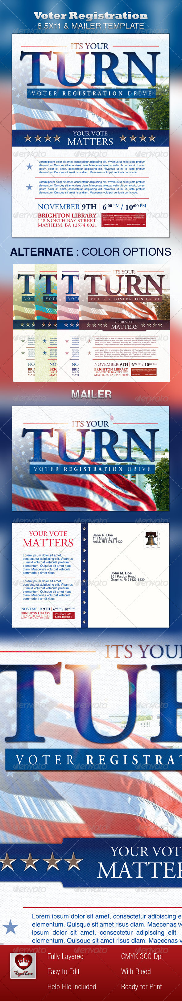Voter Registration 8.5x11 & Mailer - Events Flyers