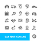 Car Rent Sign Thin Line Icon Set. Vector