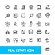 Real Estate Sign Thin Line Icon Set. Vector