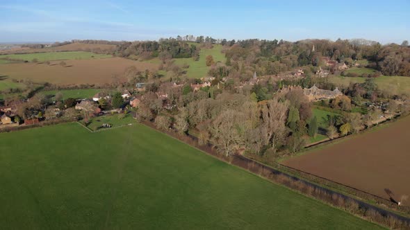 Avon Dassett Village Warwickshire Aerial Winter Landscape Colour Graded