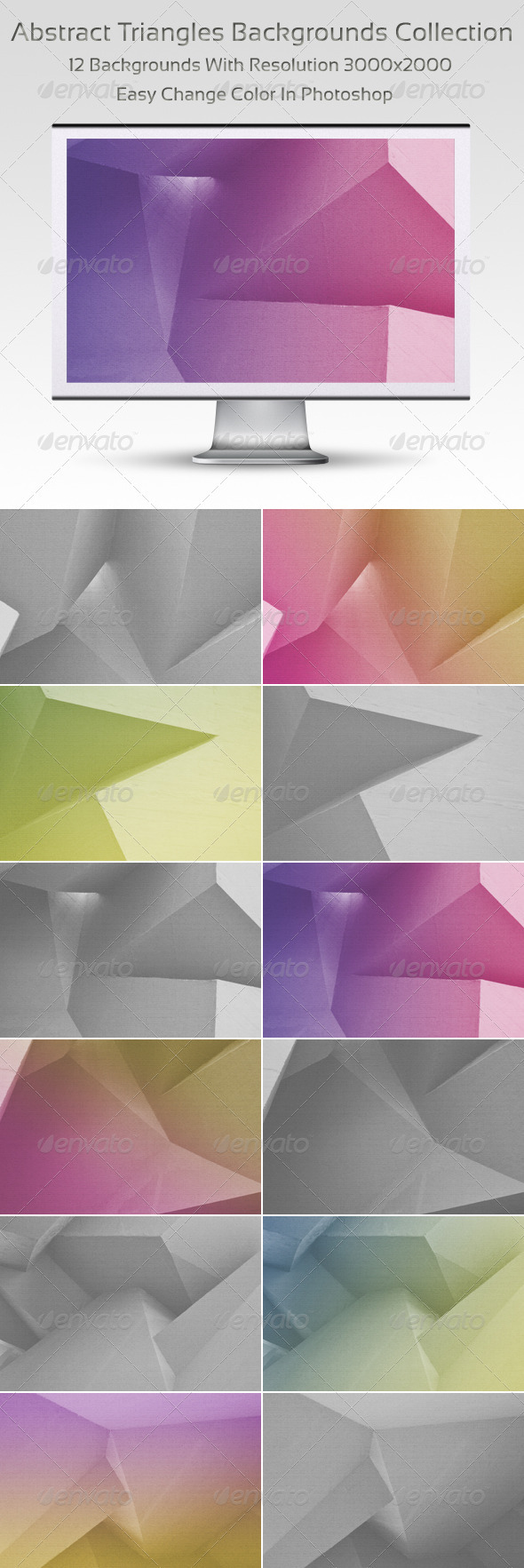 Abstract Triangles Backgrounds Collection - Backgrounds Graphics
