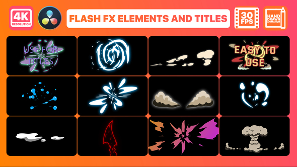 Flash FX Elements & Titles for DaVinci Resolve