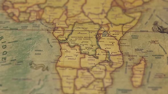 Vintage Paper Retro Map Africa.