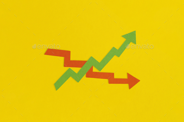 Business growth and decline concept. Financial report with graphs and ...