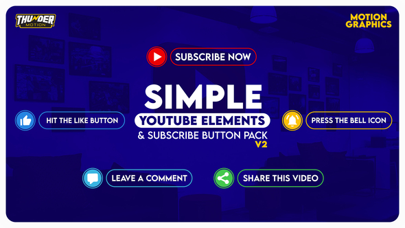 Simple YouTube Elements And Subscribe Button Pack V2