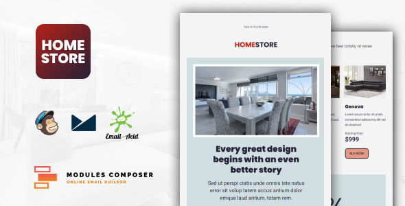 Homestore – E-Commerce Responsive Furniture and Interior design Email with Online Builder