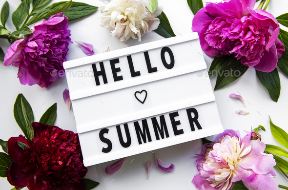 Light box with HELLO SUMMER text